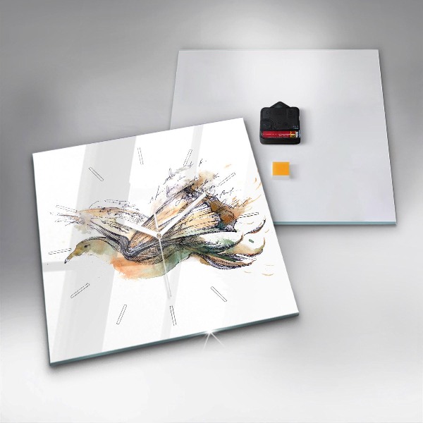 Horloge murale carrée 'L''oiseau et le livre'