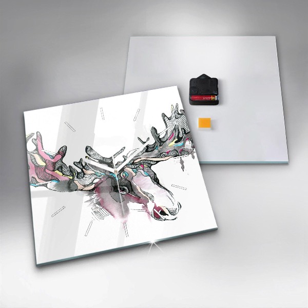 Horloge murale carrée 'Résumé de l''orignal'