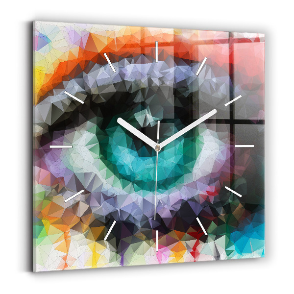 Horloge murale carrée Œil humain coloré