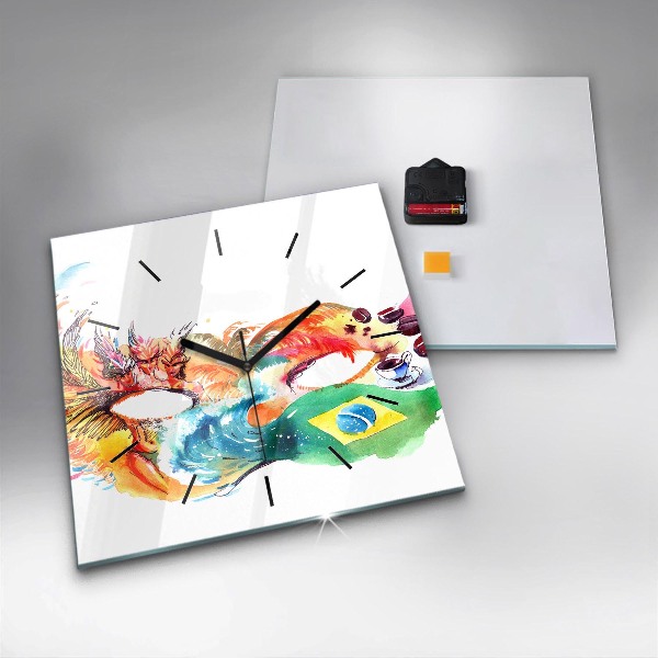 Horloge murale carrée Culture - Drapeau brésilien