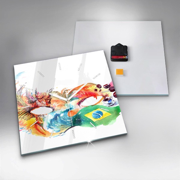 Horloge murale carrée Culture - Drapeau brésilien