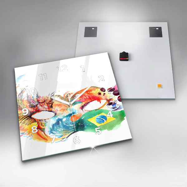 Horloge murale carrée Culture - Drapeau brésilien