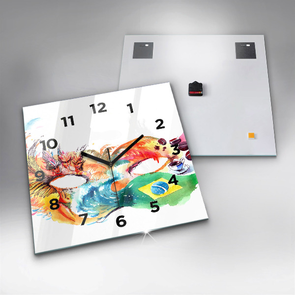 Horloge murale carrée Culture - Drapeau brésilien