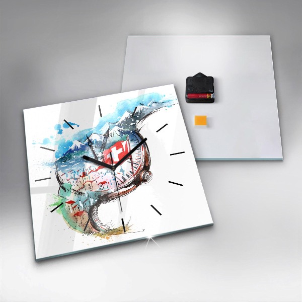 Horloge murale carrée montre suisse