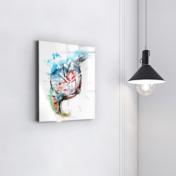 Horloge murale carrée montre suisse