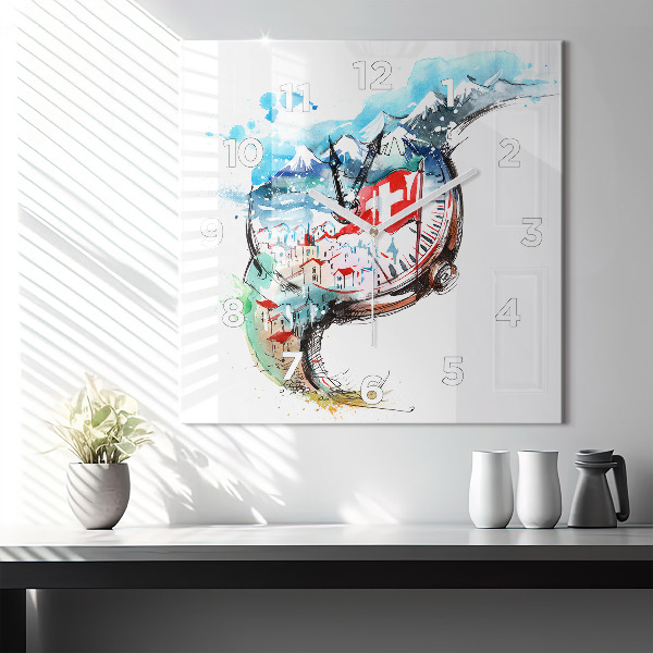 Horloge murale carrée montre suisse