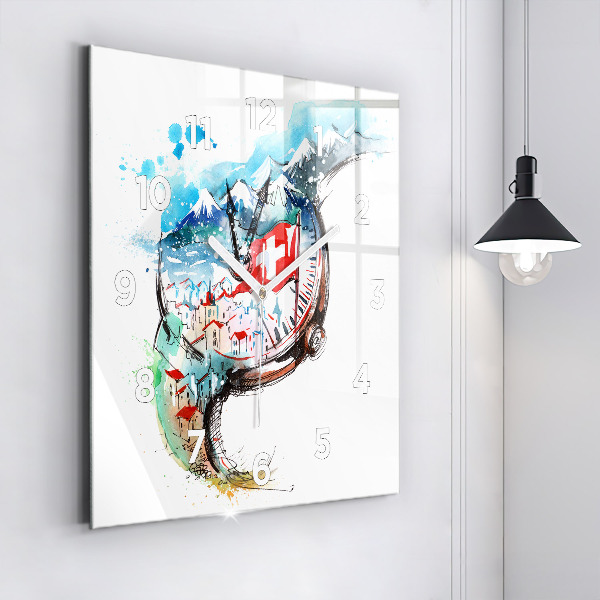 Horloge murale carrée montre suisse