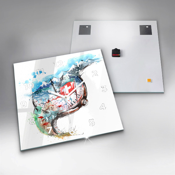 Horloge murale carrée montre suisse