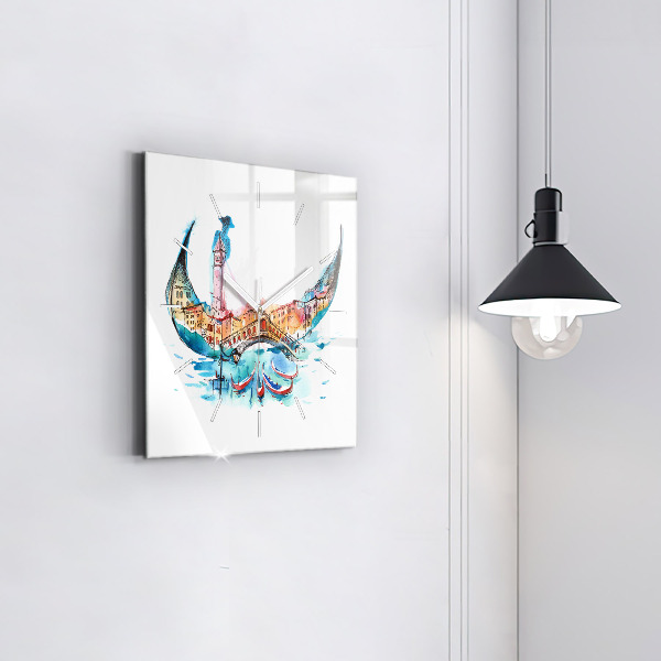 Horloge murale carrée Italie - Gondole vénitienne