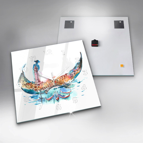 Horloge murale carrée Italie - Gondole vénitienne