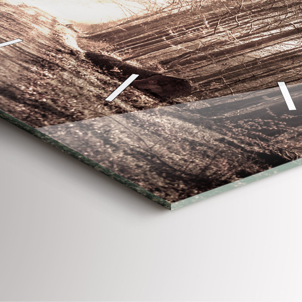 Horloge murale carrée Chemin forestier en sépia