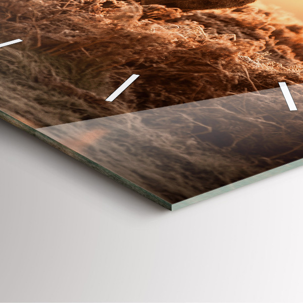 Horloge murale carrée Cerf au lever du soleil