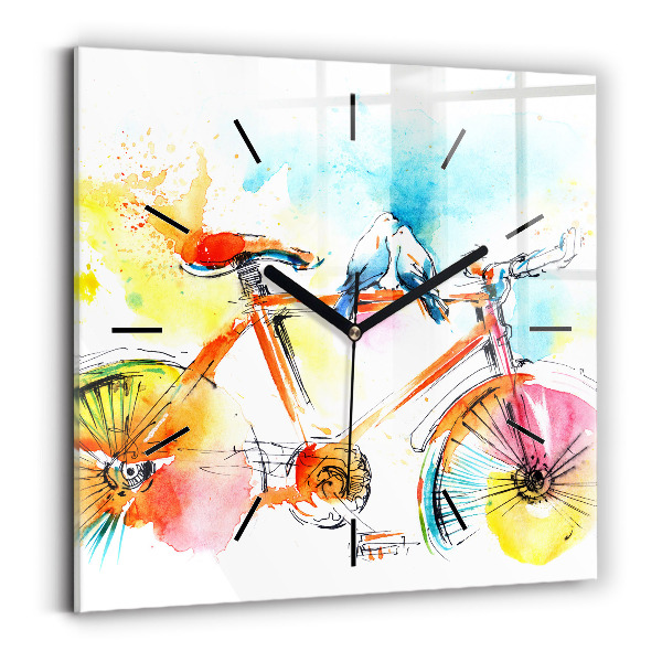 Horloge murale carrée Vélo peint