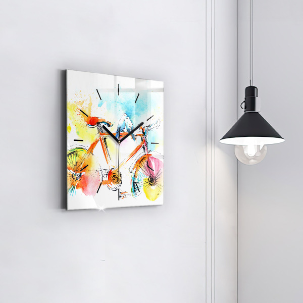 Horloge murale carrée Vélo peint