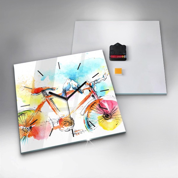Horloge murale carrée Vélo peint