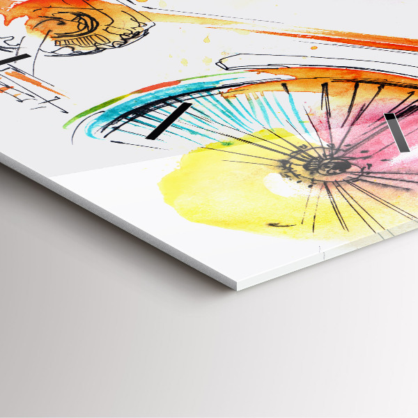 Horloge murale carrée Vélo peint