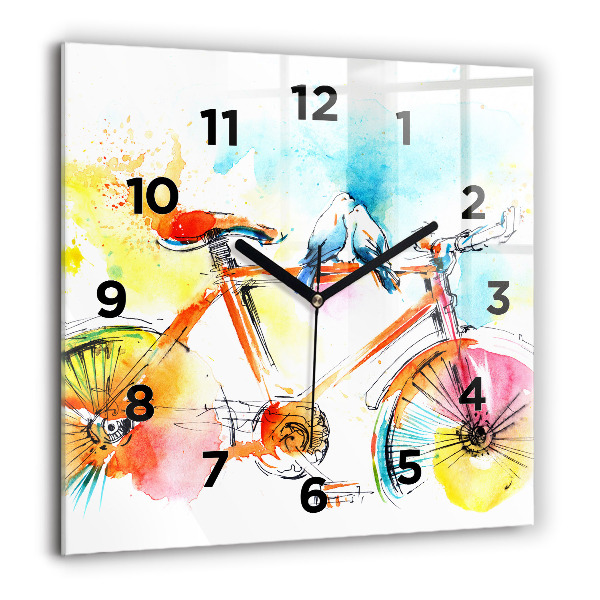 Horloge murale carrée Vélo peint