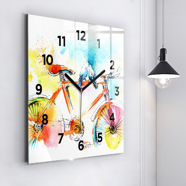 Horloge murale carrée Vélo peint