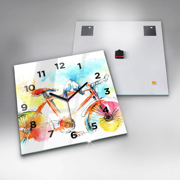 Horloge murale carrée Vélo peint