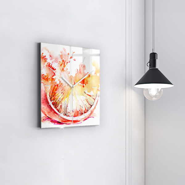 Horloge murale carrée Peint en orange