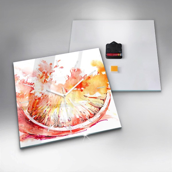 Horloge murale carrée Peint en orange