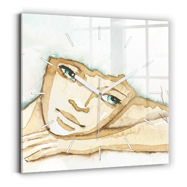 Horloge murale carrée 'Portrait d''une femme'