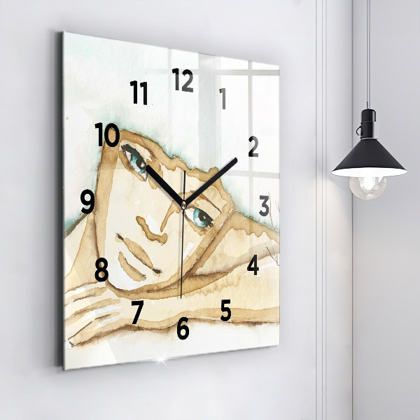 Horloge murale carrée 'Portrait d''une femme'