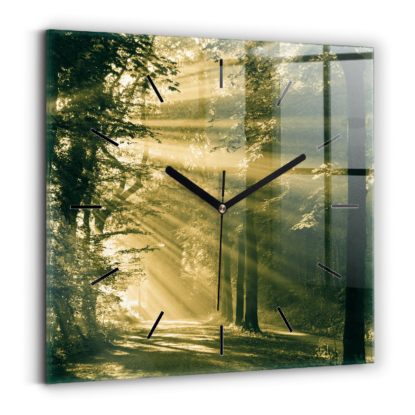Horloge murale carrée Forêt des rayons du soleil