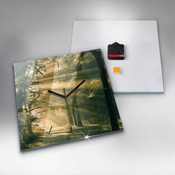 Horloge murale carrée Forêt des rayons du soleil