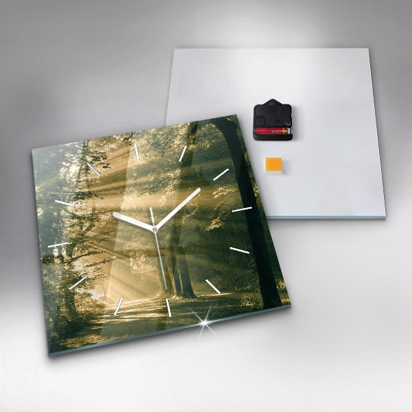 Horloge murale carrée Forêt des rayons du soleil