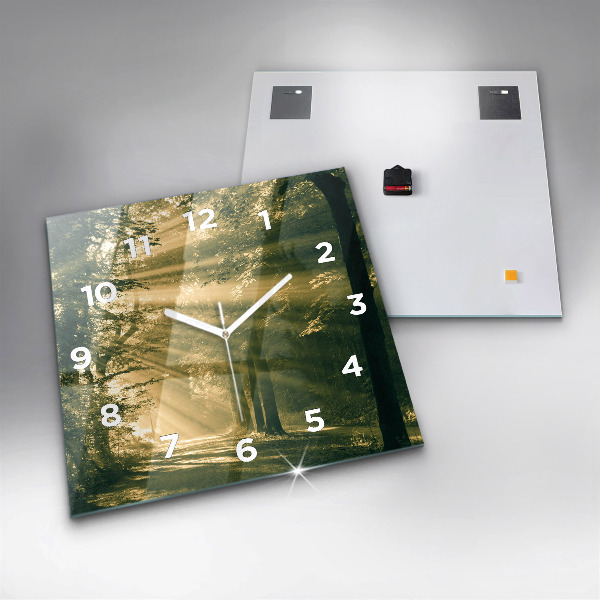 Horloge murale carrée Forêt des rayons du soleil