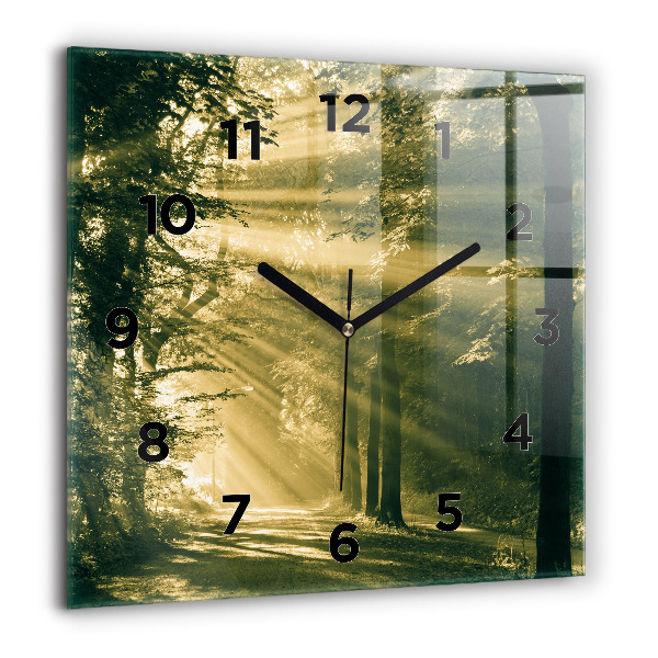 Horloge murale carrée Forêt des rayons du soleil