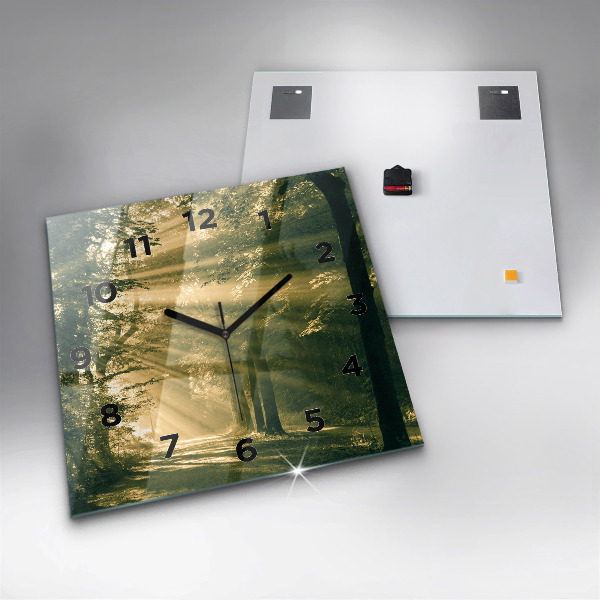 Horloge murale carrée Forêt des rayons du soleil