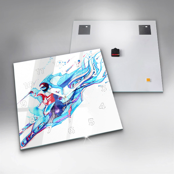 Horloge murale carrée Skieur
