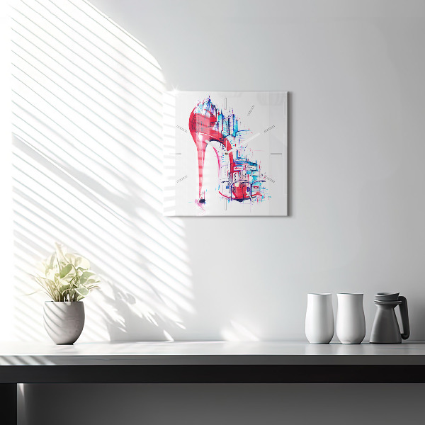 Horloge murale carrée Talon rouge