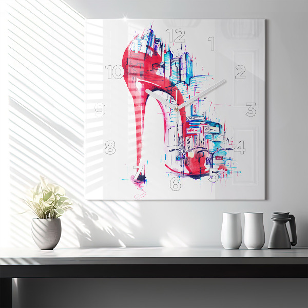 Horloge murale carrée Talon rouge