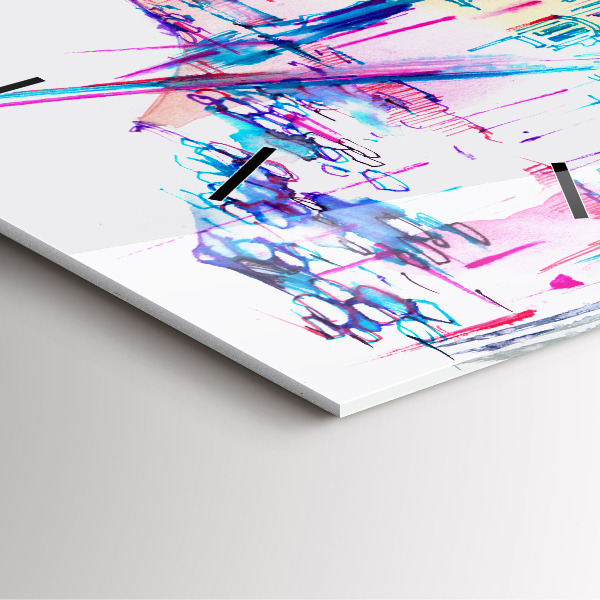 Horloge murale carrée Parapluie et ville