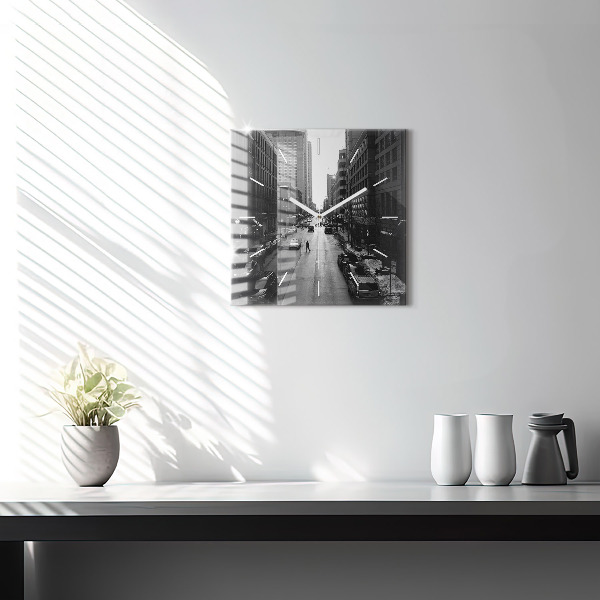 Horloge murale carrée Les rues de la ville de Chicago