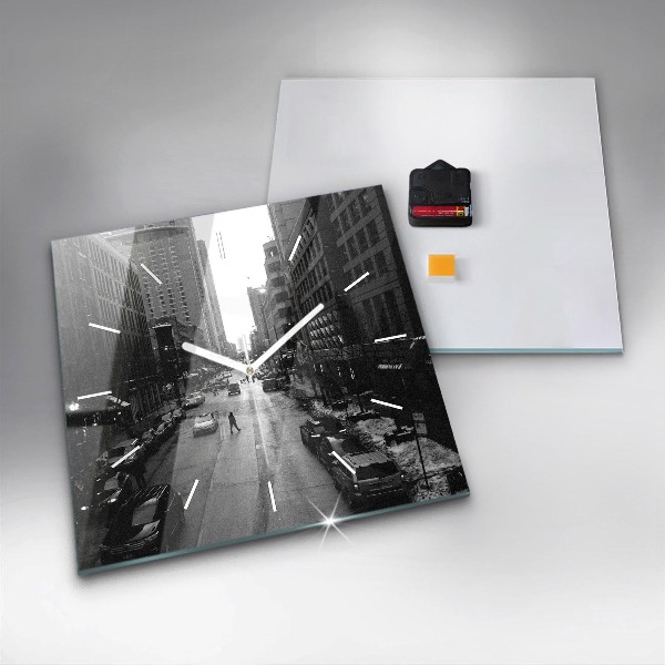 Horloge murale carrée Les rues de la ville de Chicago