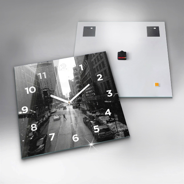 Horloge murale carrée Les rues de la ville de Chicago