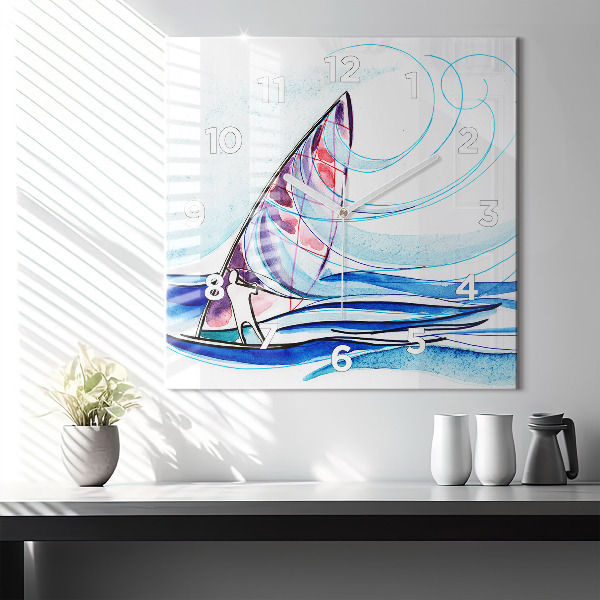 Horloge murale carrée Planche de surf