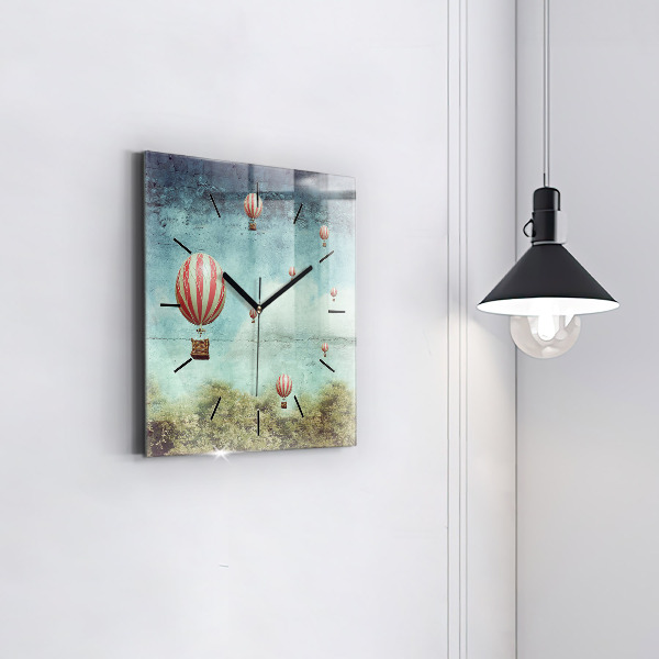 Horloge murale carrée Ballons peints