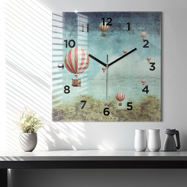 Horloge murale carrée Ballons peints