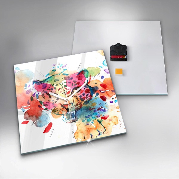 Horloge murale carrée Chat sauvage abstrait