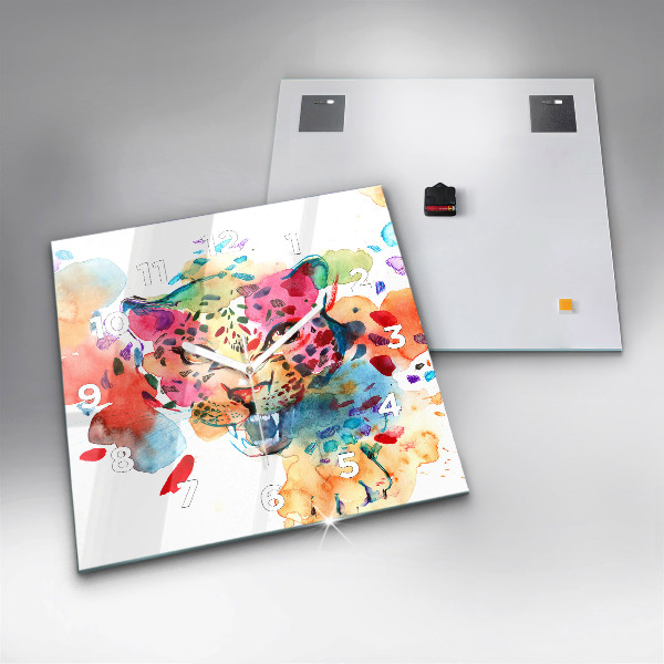 Horloge murale carrée Chat sauvage abstrait