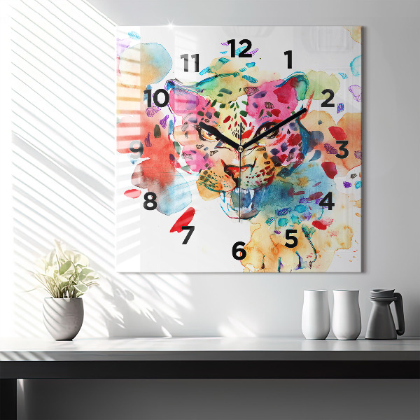Horloge murale carrée Chat sauvage abstrait