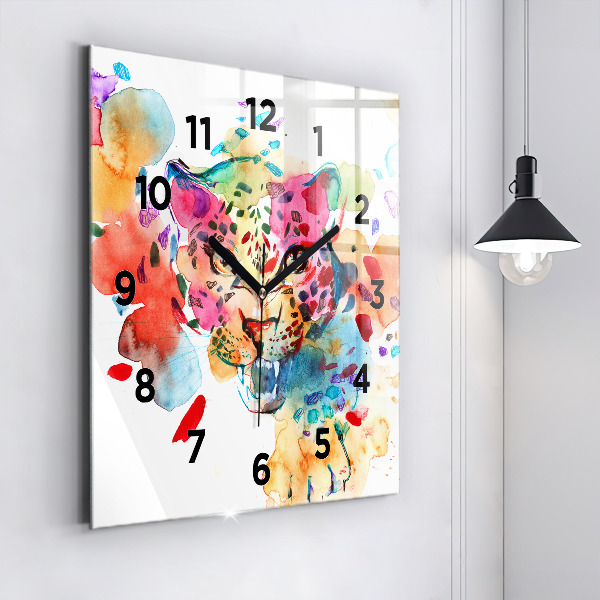 Horloge murale carrée Chat sauvage abstrait