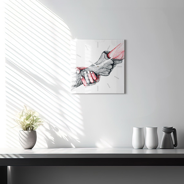 Horloge murale carrée Se tenir la main