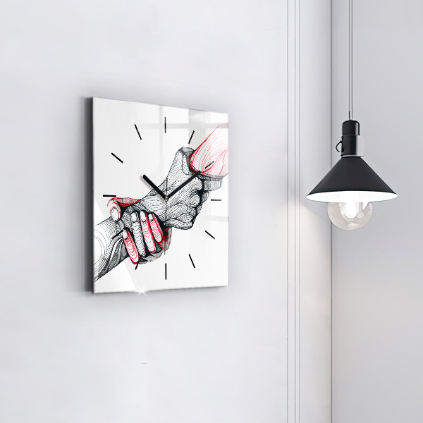 Horloge murale carrée Se tenir la main