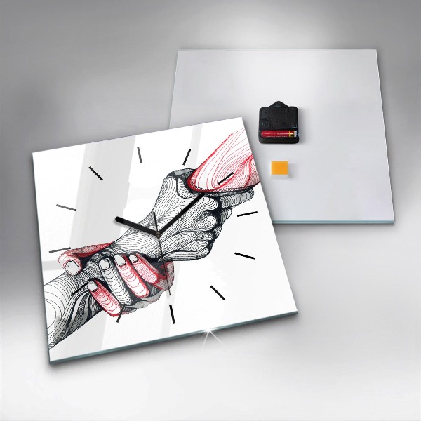 Horloge murale carrée Se tenir la main